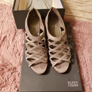 Eileen Fisher Platform Wedge Cage Sandals